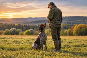Jagdhund beim Grundgehorsam im Hundeführerlehrgang